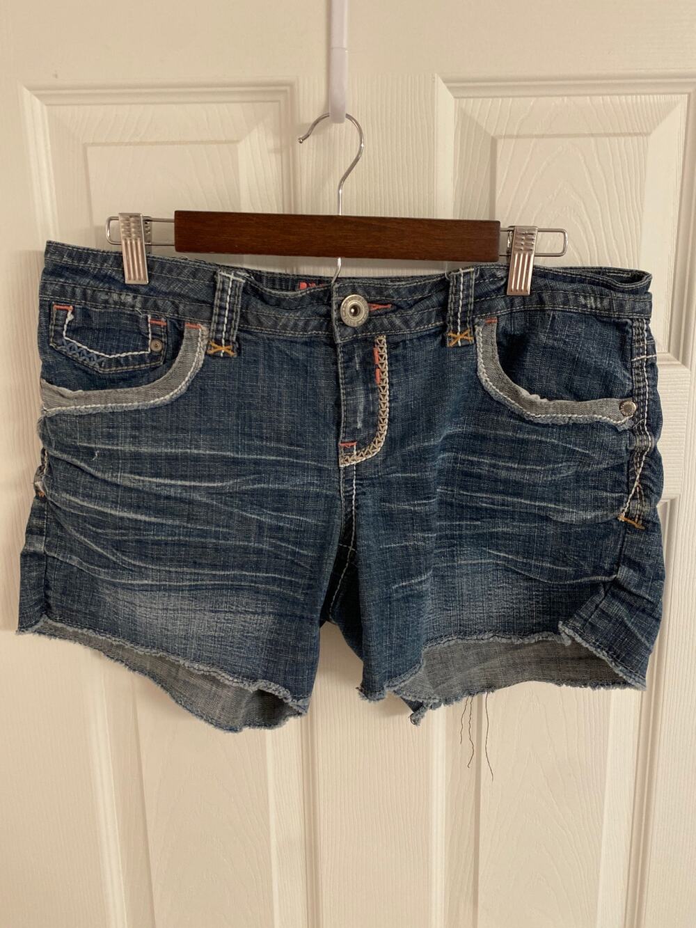 Hydraulic Vintage Y2K Denim Shorts Thick Stitch Distressed Raw Hem Size 11/12